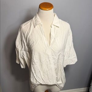 RACHEL Rachel Roy Casual Cream Button Down Shirt
